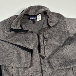 004 - PATAGONIA FLEECE GREY MADE IN USA ZIP UP JACKET